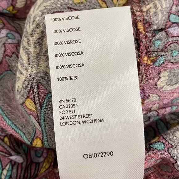 Maeve Anthropologie Burgundy Multicolor Floral Ruffle Hem Blouse Oversized Women - Picture 8 of 11